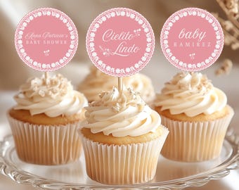 Cielito Lindo Baby Shower Cupcake Topper, Cielito Lindo Decor, Mexican Baby Shower, Papel Picado Cupcake Topper, Editable Canva Template