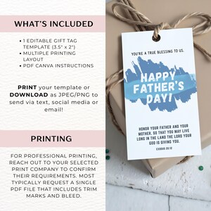Scripture Father's Day Gift Tags, Bible Verse Father's Day Tags, Happy ...