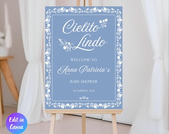 Modello di cartello di benvenuto per baby shower Cielito Lindo, cartellonistica per baby shower Talavera, baby shower messicano, decorazioni Cielito Lindo, download immediato