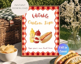 She's a Weenie Bit Older Custom Sign Template, Hot Dog Birthday Party Sign, BBQ Birthday Decorations, Weenies and Tonic Custom Sign