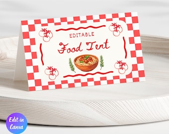 Biglietto d'auguri per il primo compleanno di "Our Little Meatball", etichetta modificabile per il primo compleanno di un alimento italiano, tema pasta italiana Holi Cannoli, etichetta per buffet