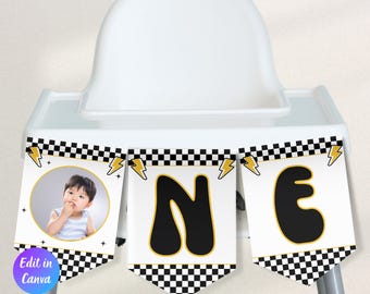 One Happy Dude Highchair Banner Template, Editable Retro One Happy Dude First Birthday, One Happy Dude Birthday Banner, Instant Download