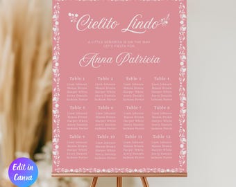 Cielito Lindo Baby Shower Seating Chart Template, Mexican Talavera Theme, Mexican Baby Shower, Papel Picado, Cielito Lindo Decor