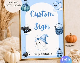 A Little Boo Is Almost Due Baby Shower Custom Sign Template, Halloween Baby Shower Decor, Cute Ghost Little Boo Is Almost Due Custom Sign