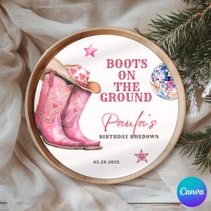 Editable Boots on the Ground Charger Plate, Western Hoedown Birthday Party Decor, 30th Birthday Party, Cowgirl Birthday Charger Plate