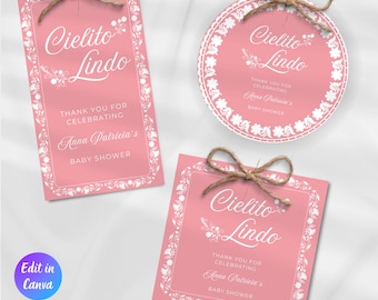 Cielito Lindo Baby Shower Favor Tags, Mexican Talavera Theme, Mexican Baby Shower, Papel Picado, Cielito Lindo Decor,Cielito Lindo Etiquetas