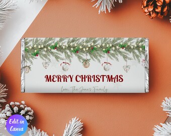 Christmas Party Chocolate Bar Wrapper Template, Editable Holiday Candy Bar Label, Printable Christmas Party Decor, Friendsmas Party Decor
