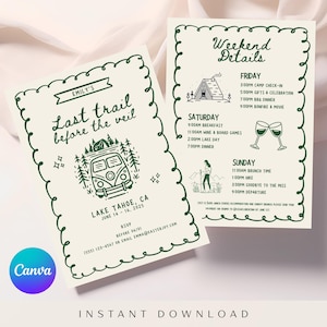 Camp Bachelorette Party Invitation Template, Camp Bach Invite, Camp Bachelorette Decor, Travel Itinerary Camp Bach Invite, Instant Download