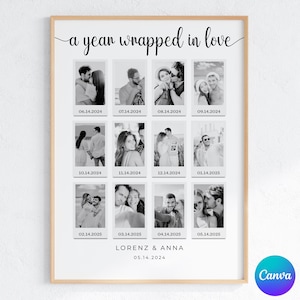 Custom Polaroid Photo Frame Template, 1st Anniversary Gift, 1 Year Anniversary Gift, Personalized Polaroid Photo Frame, Instant Download