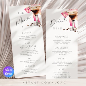 A Tini Bit Older Birthday Menu Template, Drink Menu Template, Tini Bit Older Cocktail Menu, Espresso Martini Menu Template, Instant Download