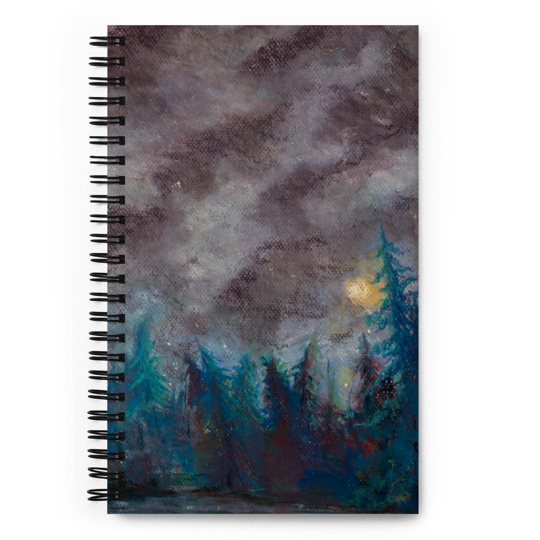 Starry Night Sky Spiral Notebook – Celestial Forest, Original Art - Etsy