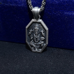 Ganesh Pendant Necklace - Handmade Sterling Silver Hindu Amulet, Elephant God Jewelry, Protection Talisman, Spiritual Father&#39;s Day Gift