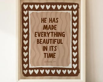 Prediger 3:11 Bibelvers Drucken | Neutrale christliche Wand Kunst Druck | Einweihungsgeschenk