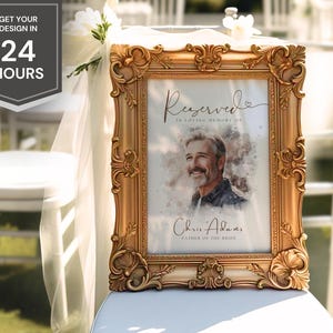 Letrero conmemorativo de asiento reservado, decoración conmemorativa para bodas, letrero personalizado con pintura digital "En memoria amorosa", placa conmemorativa acrílica alternativa RSV1