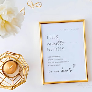 Class Reunion In Loving Memory Sign, This Candle Burns Memorial Print, High School Classmate Remembrance, College Reunion Table Sign SGN7.1