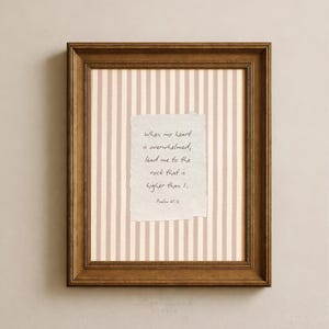Psalm 61:2 Minimalistisk randig kristen väggkonst, handskriven bibeltryck