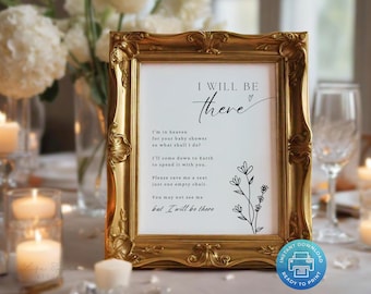 Minimalist Baby Shower Memorial Table Sign, I Will Be There Poem, In Loving Memory Sign, Forever In Our Heart Poster, Memorial Sign SGN14