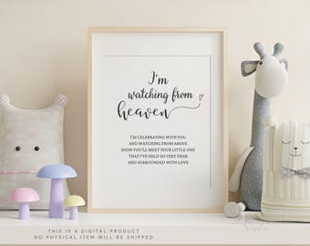 Neutral Baby Shower Memorial Sign: 'I'm Watching from Heaven' (Digital Download)