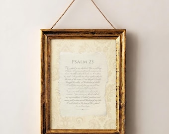 Vintage-Wandbild mit Psalm 23 | Rustikale Wohnzimmerdekoration mit Bibelvers