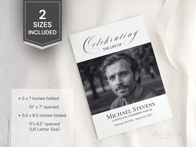 Editable Funeral Program Template, Personalized Memorial Service ...