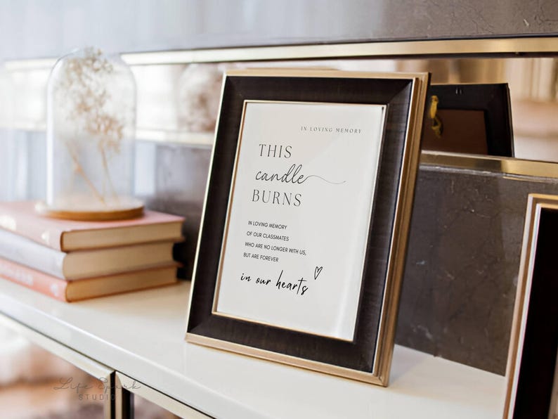 Class Reunion in Loving Memory Sign, This Candle Burns Memorial Print ...