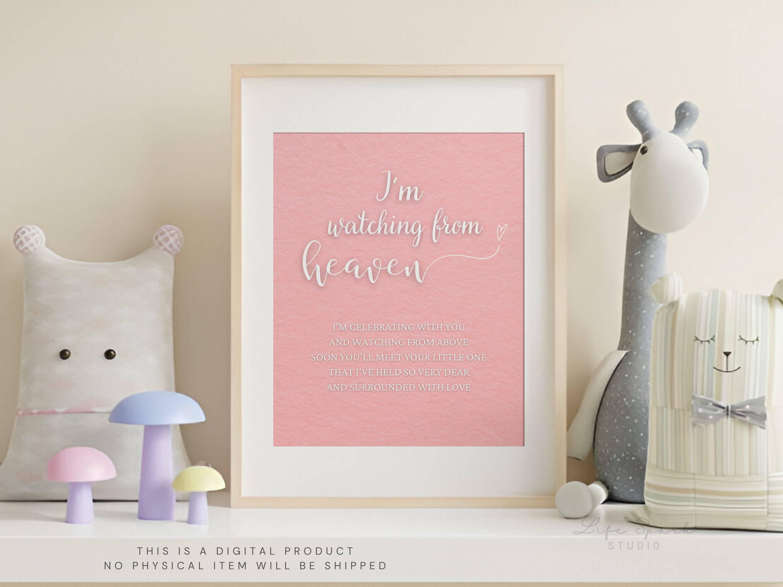 Pink Baby Shower Memorial Table Sign, I'm Watching from Heaven In Loving Memory Sign, Gender Reveal Party Decor, Baby From Heaven SGN61.1