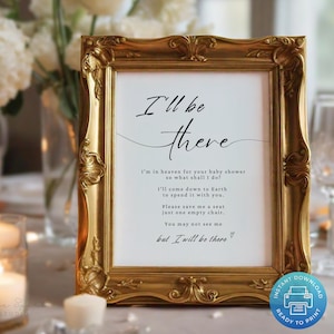 Signe de baby shower I Will Be There, décoration de table commémorative imprimable, à la mémoire de grand-mère, poème du souvenir pour toujours dans notre coeur SGN15