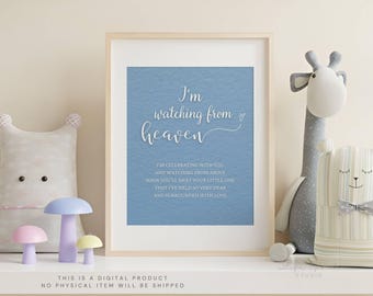 Baby Shower Memorial Sign: Blue Heaven Remembrance Table Decor (PDF & JPG Digital Download)