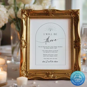 I&#39;ll Be There Baby Shower Memorial Sign, Printable Baby Shower Sign, In Loving Memory Poem, Forever In Our Heart, Memorial Table Decor SGN13