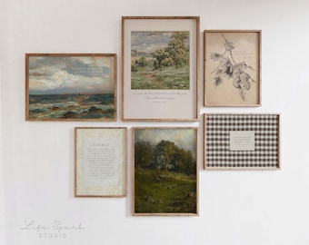 Christian Vintage Gallery: Set of 4, Floral Bible Verse Prints, Look at the Birds, Consider the Lilies, Digital Download