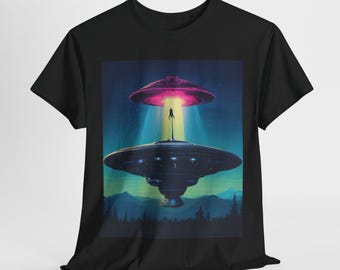 Cosmic Abduction Tee - Out-of-This-World T-Shirt for Sci-Fi Lovers | Retro UFO Shirt, Unique Gift for Conventions & Casual Wear