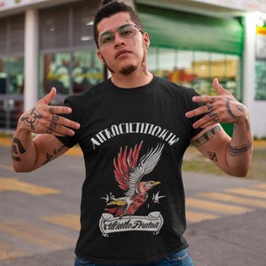 Vintage-inspired american traditional tattoo art print tee, retro style unisex cotton shirt, ideal for tattoo enthusiasts and punk rock