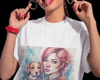 Unique Graphic Tee for Dog Lovers | Artistic Pet Owner T-Shirt, Casual Trendy Gift for Animal Enthusiasts
