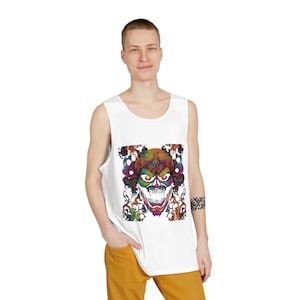 Custom printed men&#39;s tank top, soft all-over print sleeveless shirt for gym & streetwear