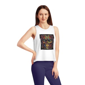 Organic cotton ribbed crop tank top by stella stanley - sleeveless yoga shirt, soft & lightweight