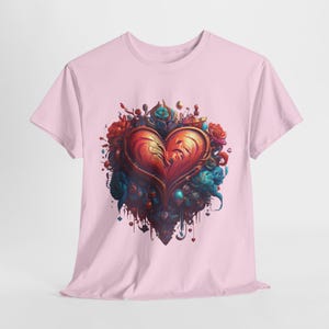 Vibrant Custom Heart Line Tee for Grandma & Mom - Unisex Heavy Cotton Shirt - Ethically Produced US Cotton - Perfect Gift for Any Occasion!