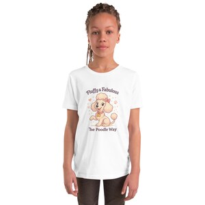 Fluffy and Fabulous Poodle T-Shirt | Cute Cartoon Dog Tee for Girls, Moms and Teens | Poodle Lover Gift | Soft and Stylish Dog Mom Shirt
