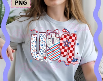 Coquette Floral USA Png, Preppy America Floral Png, 1776 Png, 4th Of July Stars Stripe, Girly America Coquette Png, USA png, Cute USA png