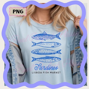 Sardines png, Fisherman Aesthetic Png, Summer Sardines Png Tinned Fish, Coastal Coquette Png, Hand Drawn Png Lisboa Fish Market, Summer Png