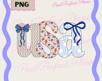 Coquette Floral USA Png, Preppy America Floral Png, 1776 Png, 4th Of July Stars Stripe, Girly America Coquette Png, USA png, Cute USA png