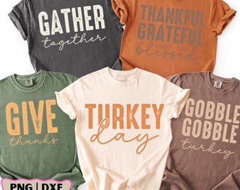 Thanksgiving PNG Svg Bundle, Distressed Turkey Day Shirt Png Designs, Pies Before Guys, Family Group Fall Shirts PNG Gobble Gobble SVG