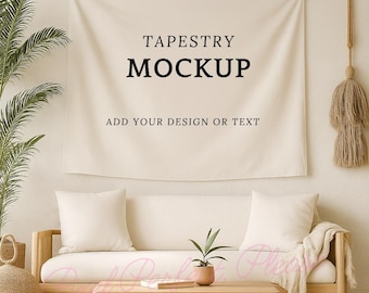 Tapestry Mockup Banner, Banner Mock-up, Canva Mockup for Print on Demand, Bachelorette Party Tapestry Banner, Editable Tapestry Mock-up PNG