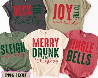 Jul PNG-paket, Preppy Retro Christmas PNG, Jingle Bells, Glädje till världen, Ho Ho Ho, Rolig jul SVG, Släde hela dagen, Sublimering