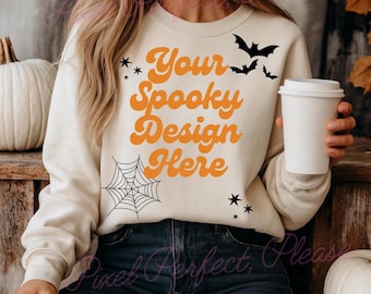 Gildan 18000 Sand Sweatshirt Mockup Gildan Mockup Fall Sweatshirt Mockup Halloween Sweatshirt Mockup Neutral Shirt Halloween Mockup
