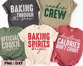 Christmas SVG PNG Bundle, Preppy Retro Christmas PNG, Hot Cocoa, Holiday Sublimation, Baking Through the Snow, Santa's Cookies