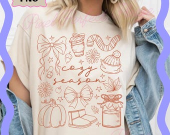 Cozy Season png, Fall Vibes Png, Fall Sublimation, Fall Pumpkin Png, Hand Drawn Fall Png, Cozy Fall Png, Fall Coffee Png, Doodle Png