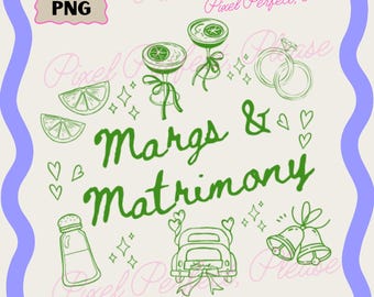 Margs and Matrimony Png, Coquette Bachelorette, Bachelorette Png, Bride to be Png, Bride to be, Bachelorette Bride Png, Bach Party Shirt