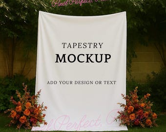 Tapestry Mockup Banner, Banner Mock-up, Canva Mockup for Print on Demand, Fall Wedding Tapestry Banner, Editable Tapestry Mock-up PNG