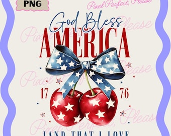 Preppy Gud välsigne Amerika png, körsbär 4 juli png, Coquette Rosette Stars 4 juli png, körsbär Amerika png, trendig 4 juli USA png