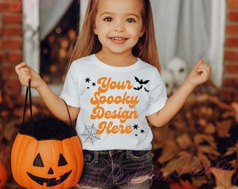 Kids Bella Canvas 3001T White Shirt Mockup Kids Tshirt Mockup Girl Tshirt Mock-up Kids Mockup Toddler Girl Halloween Shirt Fall Mockup